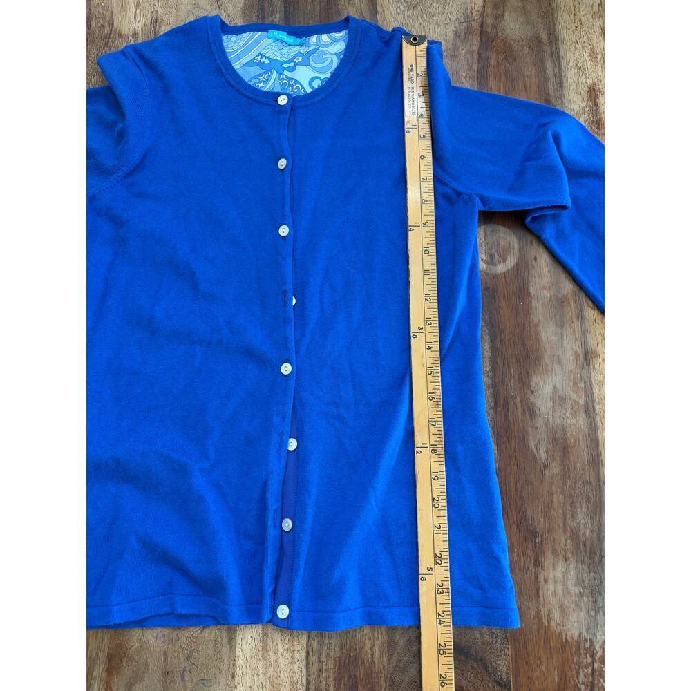 J.McLaughlin Cardigan Sweater Button Front Cotton Blend Blue Size Medium - Picture 4 of 7